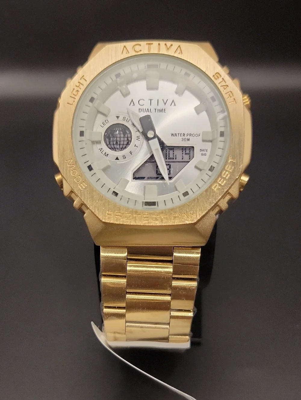 NWT Activa Signal X Invicta Digital Unisex Watch 45.5mm Gold White ACWM423-008